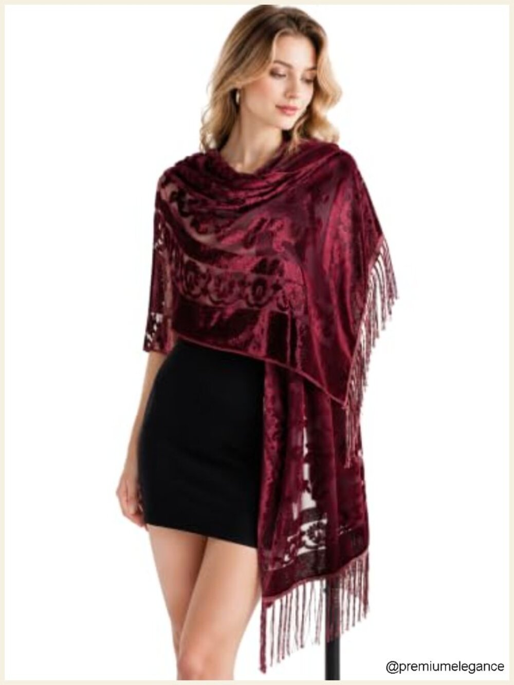 Lace Floral Velvet Tassel Pashmina Scarf Wrap Shawl Evening Bridal